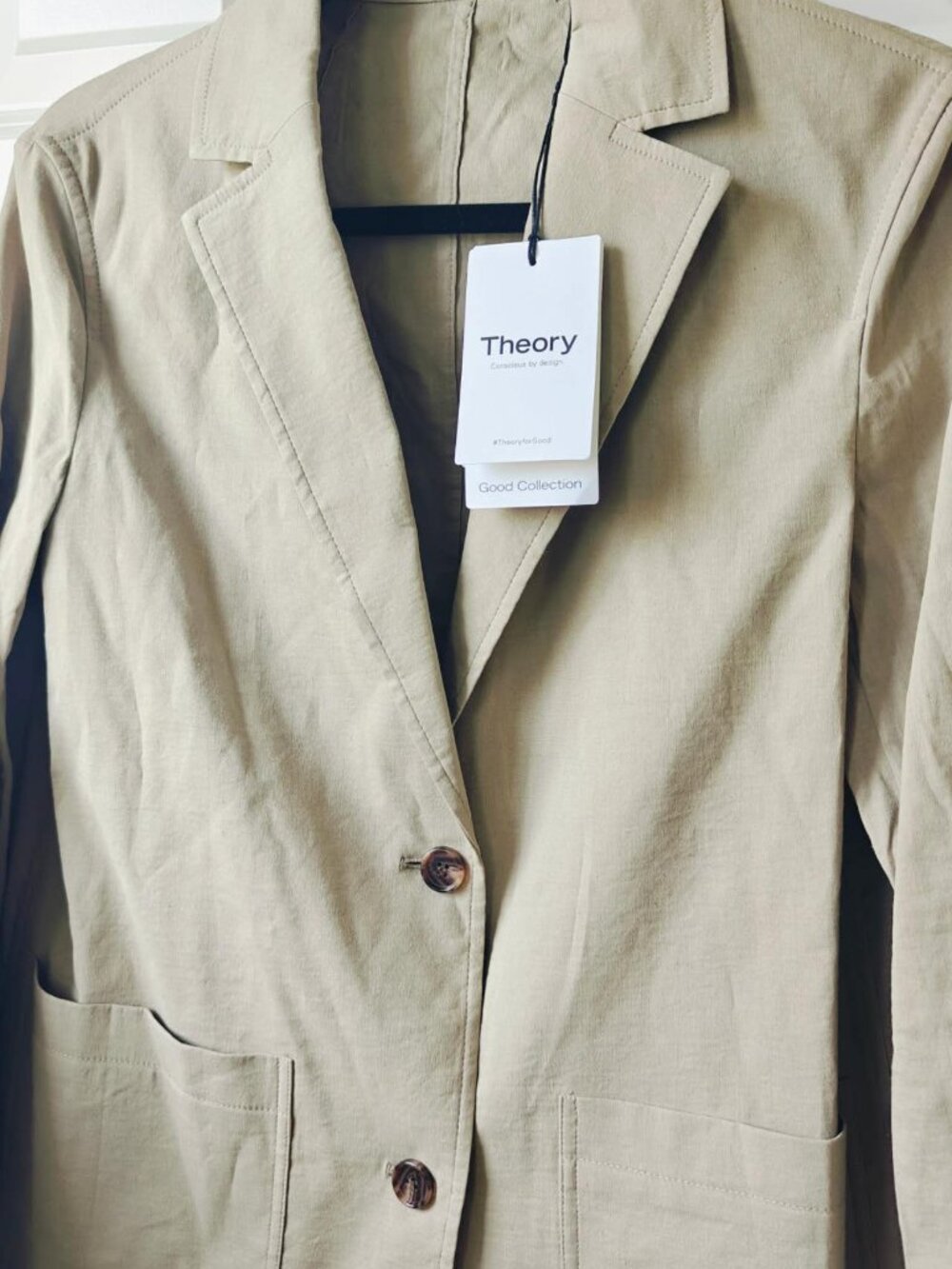 New Theory Relaxed Single-Breasted linen blend Jacket - Picture 8 of 9